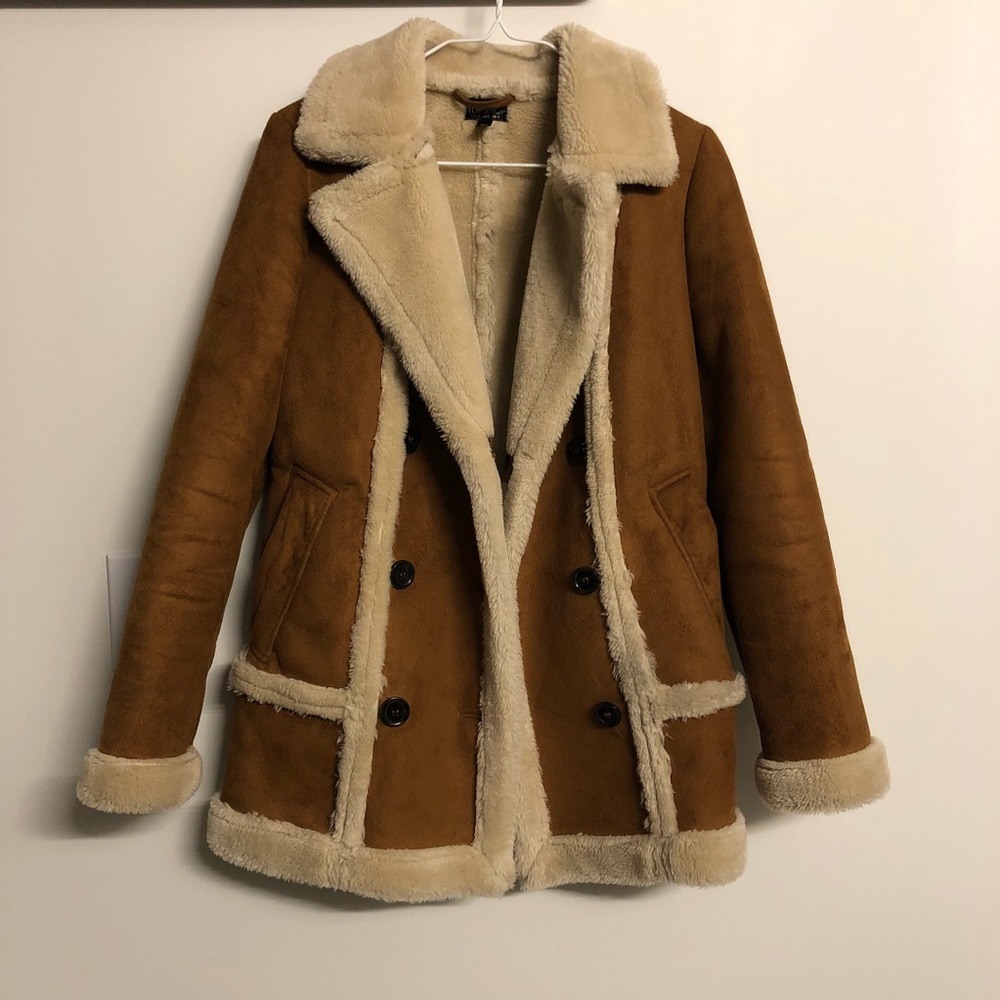 Brown Winter faux suede jacket